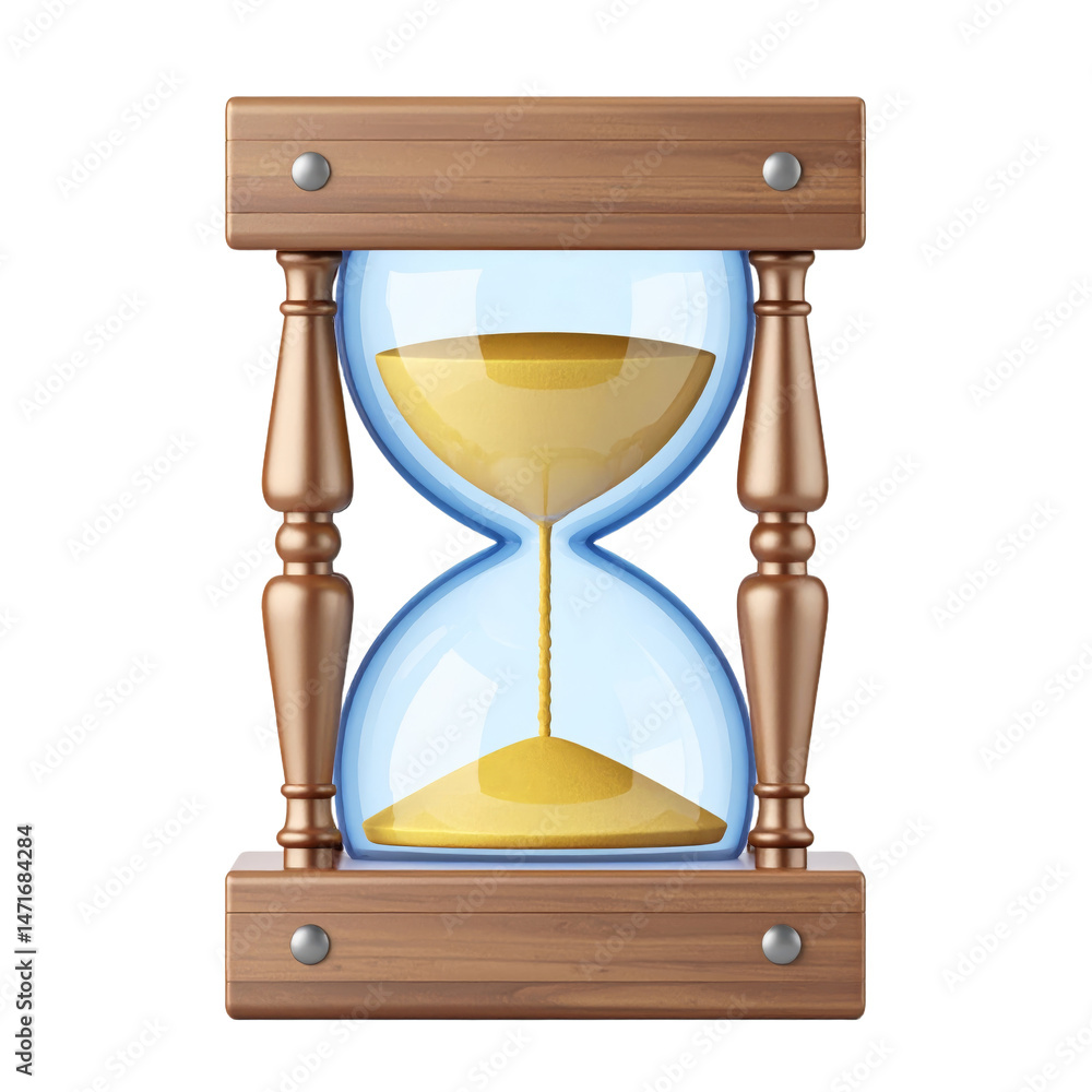 Hourglass Sandglass Timer Isolated on Transparent Background Time Concept