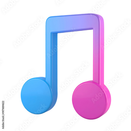 Obraz na płótnie 3D Music Note Isolated Transparent PNG for Sound Melody and Song in Blue and Pink w salonie