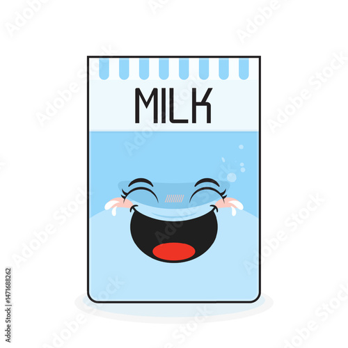 cartons of milk laughing face cartoon cute