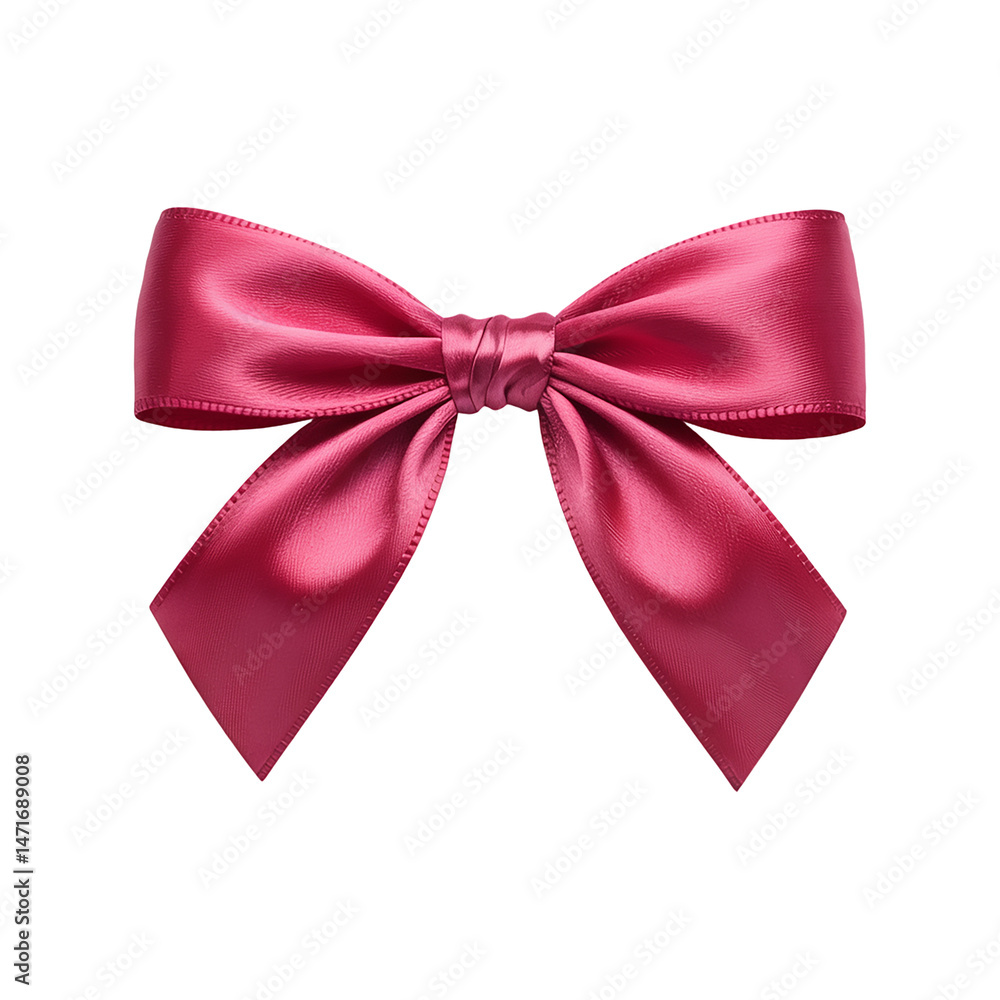 Naklejka premium pink satin bow ribbon bow tie isolated on transparent background, PNG file, pink bow isolated on white
