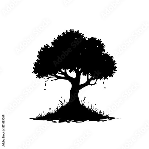 Monochrome arboreal silhouette highlighting environmental change and ecology