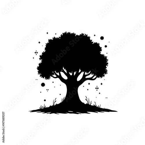 Monochrome arboreal silhouette: A serene and minimalist depiction of nature's beauty