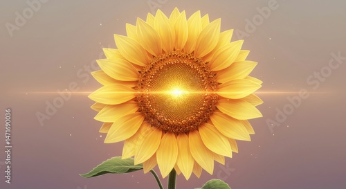 Radiant sunflower in a soft, ethereal light.