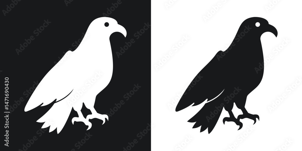 Black and white eagle silhouette vector illustration suitable for various design projects Black and white eagle silhouette vector illustration suitable for various design projects