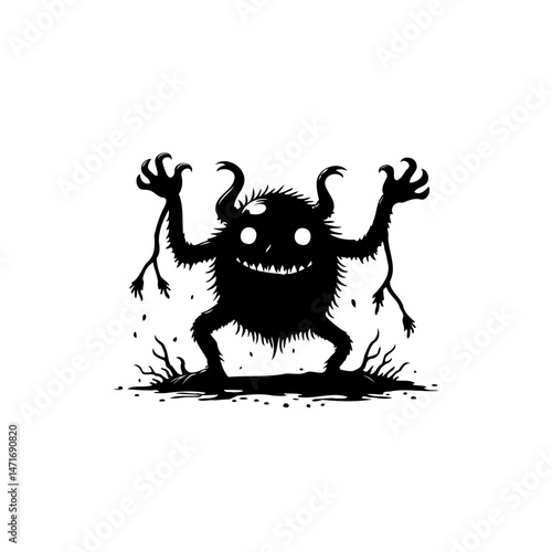 Whimsical Creature Silhouette: A Playful and Slightly Eerie Cartoon Illustration