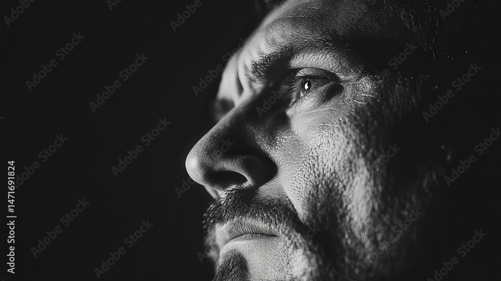 Moody Black and White High Contrast Male Portrait Moody Black and White High Contrast Male Portrait