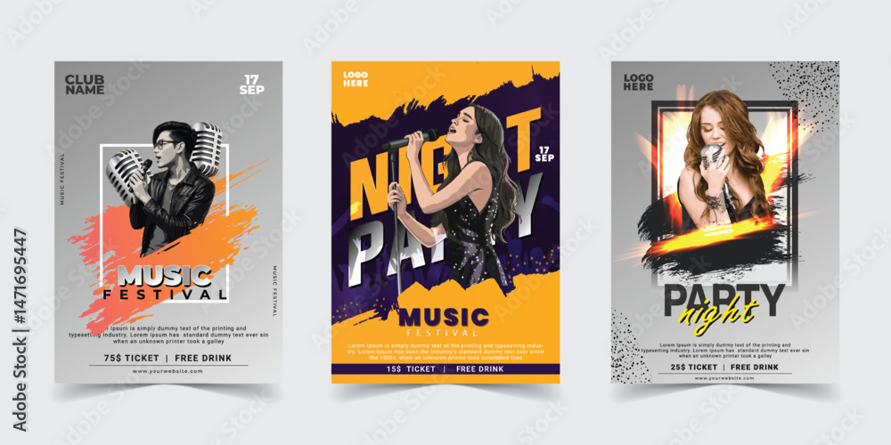 Fototapeta premium Retro Music Festival Poster. Vector illustration