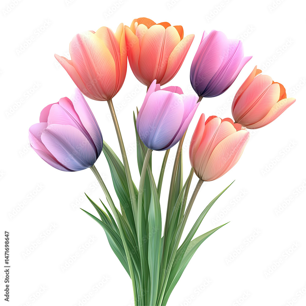 Naklejka premium Vibrant bouquet of tulips