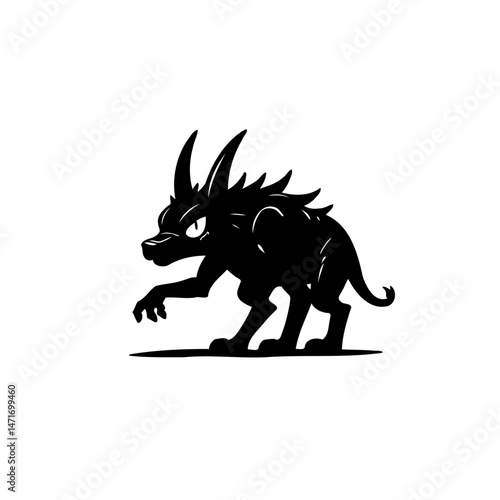 Stylized silhouette illustration depicting a mysterious creature with sharp features