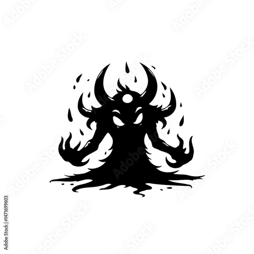 Stylized Silhouette of a Mysterious Horned Creature Evoking Fantasy Realms