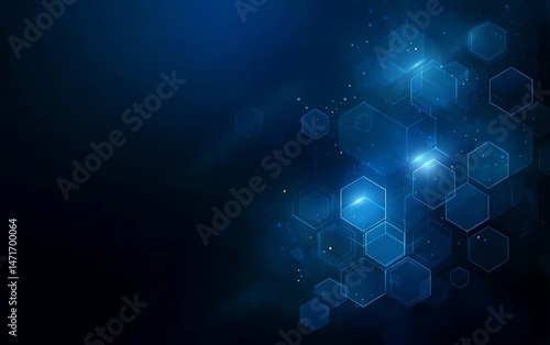 Wallpaper Mural Abstract blue technology background with hexagonal shapes and a glowing light effect, vector Torontodigital.ca