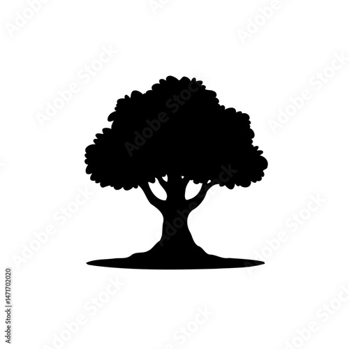 Monochrome Silhouette Tree: A Simple Graphic Representation of Nature's Essence