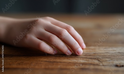 Wallpaper Mural  little girl's hand on a table, Generative AI Torontodigital.ca