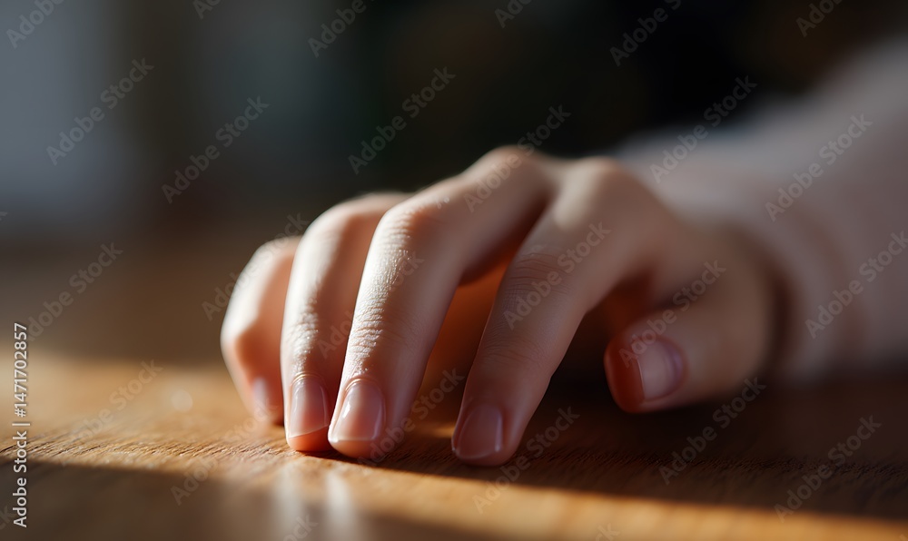 little girl's hand on a table, Generative AI little girl's hand on a table, Generative AI