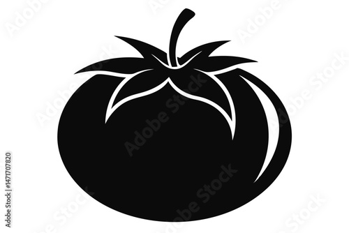 Simple tomato silhouette shows fresh produce ideal for farm stands and markets