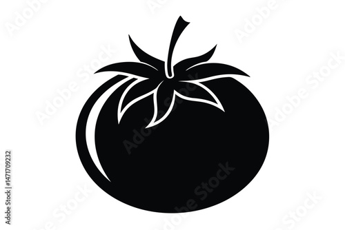Simple black tomato icon showcases a clean, modern silhouette against a white background