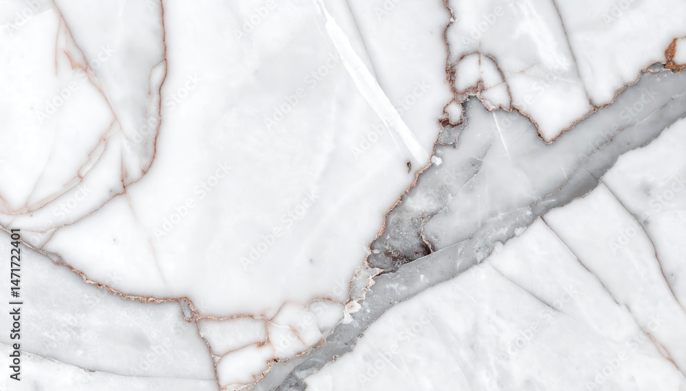 Naklejka premium Veins of grey gracefully carve through the white marble surface, creating a serene and elegant texture perfect for backgrounds.