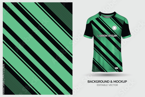 Jersey mockup and background pattern design. Uniform front view jersey and sublimation templates for sports, soccer, football, volleyball, badminton, e-sports, casual