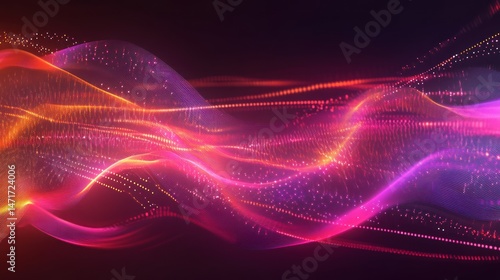 Wallpaper Mural Abstract vibrant glowing wavy lines of particles. Torontodigital.ca