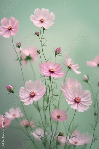 Wallpaper Mural Graceful Pink Cosmos in Soft Spring Light Torontodigital.ca