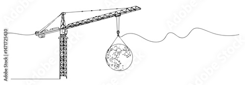 Crane lifting the Earth sketch