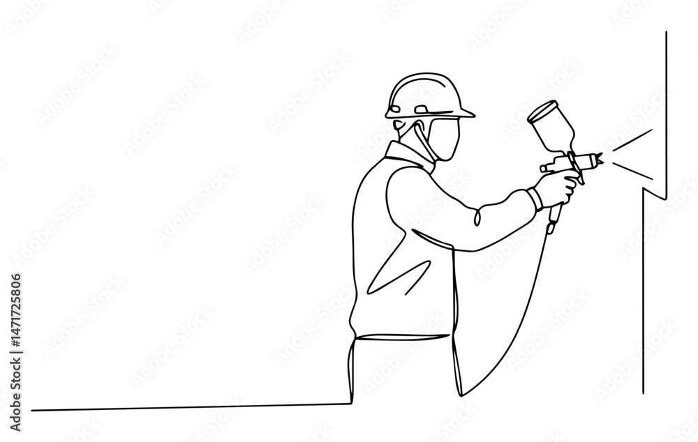 Fototapeta premium spray painter working with paint gun vector