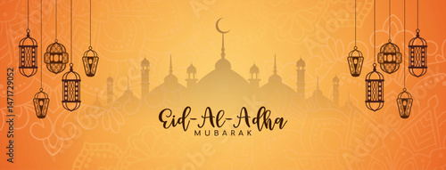 Religious Eid al adha mubarak banner design