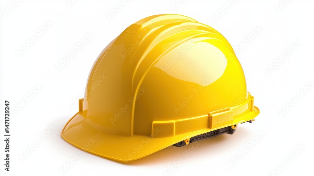 Fototapeta premium A yellow construction helmet with a white background