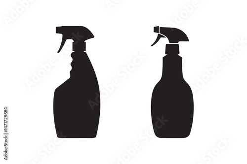 Set Of Hygiene and Disinfection Spray Bottle Silhouette for Cleaning Graphics