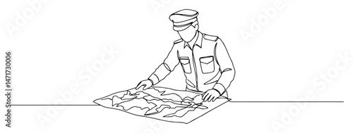 army officer map planning vector

