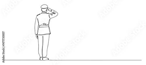 soldier salute lineart vector