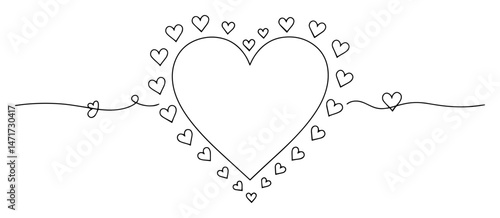 love frame made of hearts black and white vector