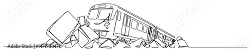dramatic railway accident scene vector in lineart


