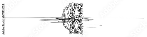 tiger and its reflection in water, minimal symbolic wildlife illustration