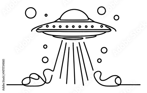 ufo flying saucer vector lineart