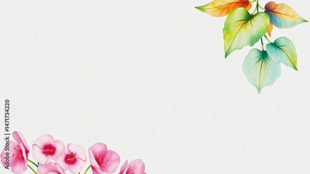 Obraz premium Pastellfarbener Blumenrahmen mit Fingerhutblüten in zarten Tönen und grünen Blättern. Perfekt für elegante Designs mit floraler Note.