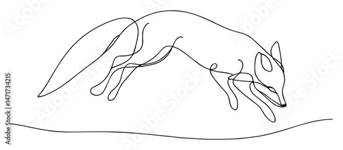 fox hunting pose line drawing vector