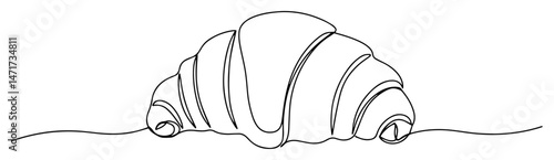 vector of a croissant drawn in continuous line style for minimalist design