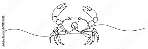 crab in one line style vector, minimalist sea creature illustration, marine animal sketch