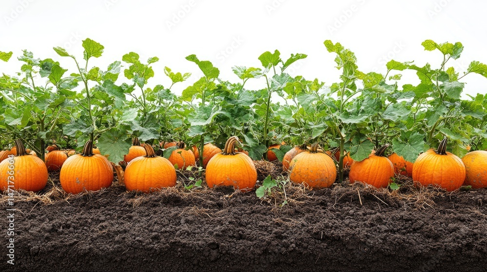 Obraz premium Pumpkins growing in a field