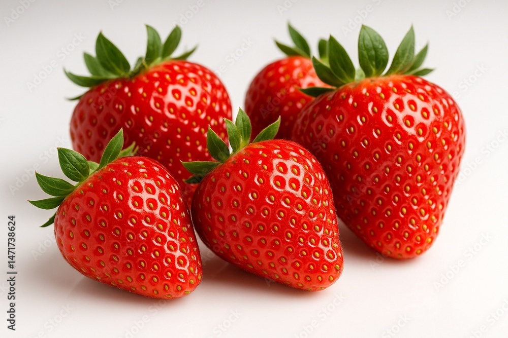 Ripe Strawberries on White - Close-Up Ripe Strawberries on White - Close-Up