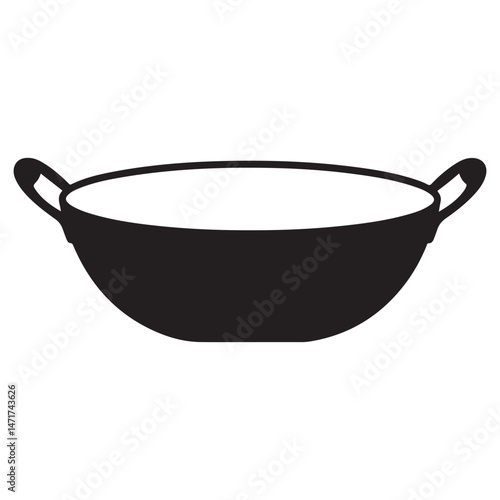 This is an isolated, empty black cast iron frying pan, a piece of metal kitchenware with a handle, ready for cooking or frying food