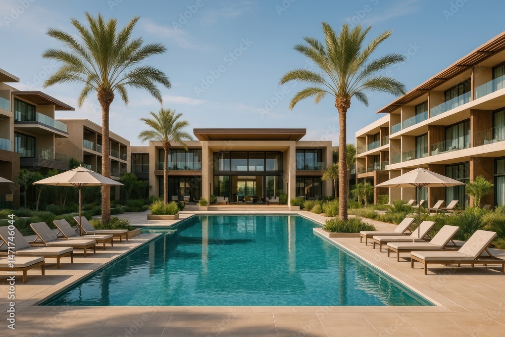 Fototapeta premium Luxurious resort poolside oasis.