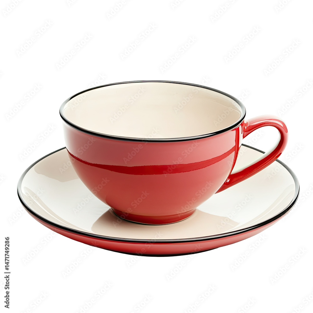 Red ceramic teacup and saucer set Red ceramic teacup and saucer set