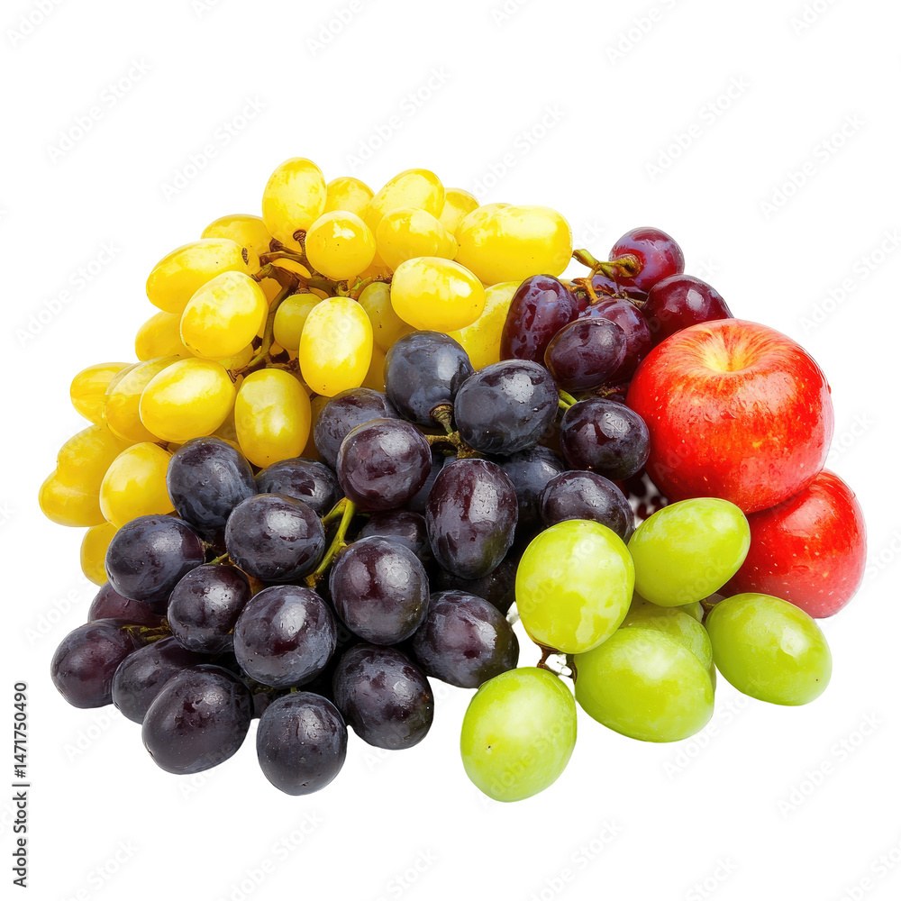 Colorful mix of grapes and an apple Colorful mix of grapes and an apple