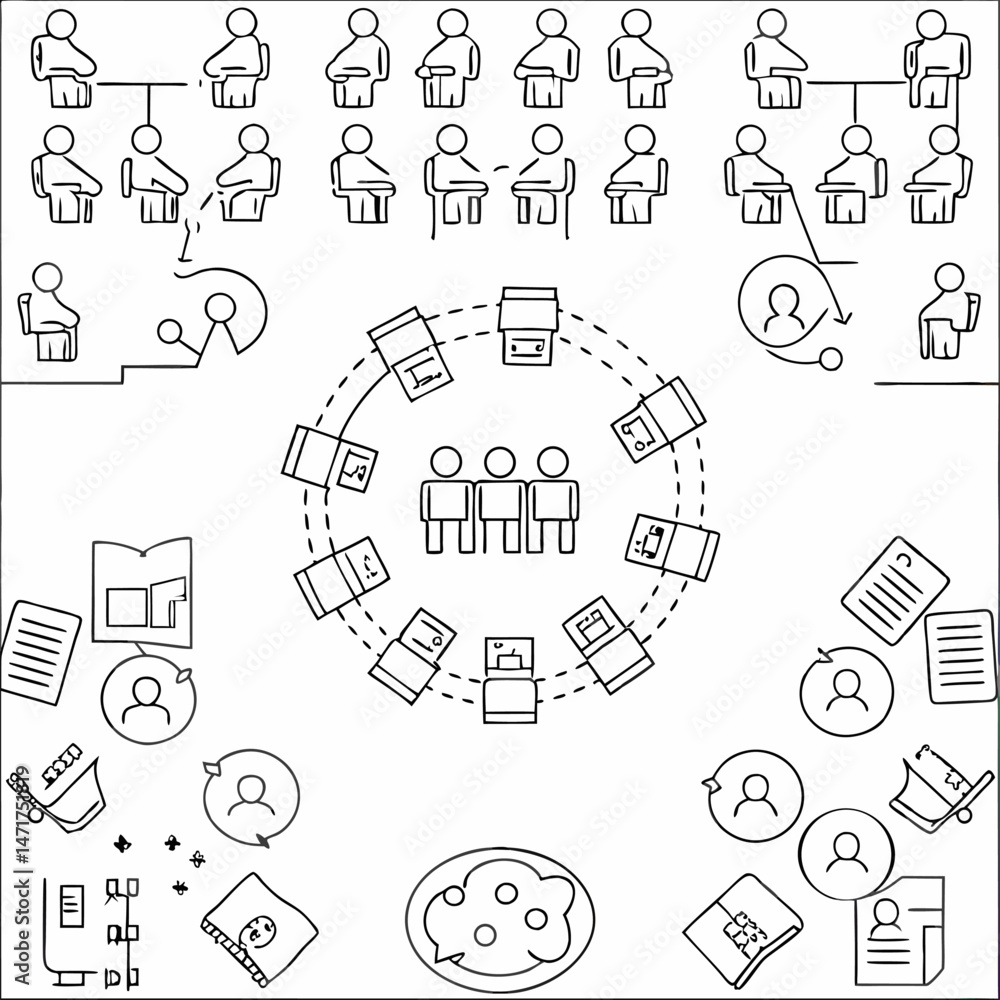 Hand-Drawn Doodle Icons Set – Seamless Pattern of Business, Web & Home Symbols Hand-Drawn Doodle Icons Set – Seamless Pattern of Business, Web & Home Symbols