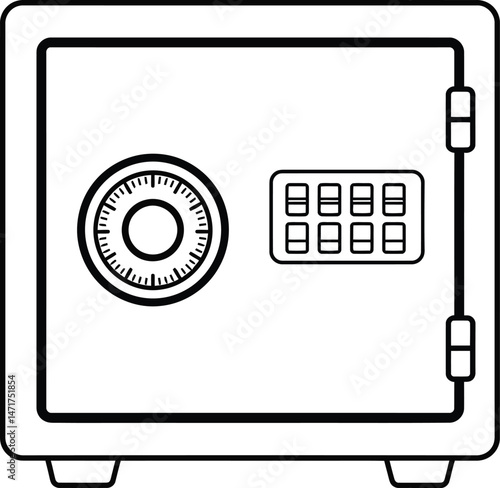 Secure Deposit: A strong safe with a dial, a digital keypad, and a reliable lock indicates safety and the preservation of financial wealth or treasures within. 