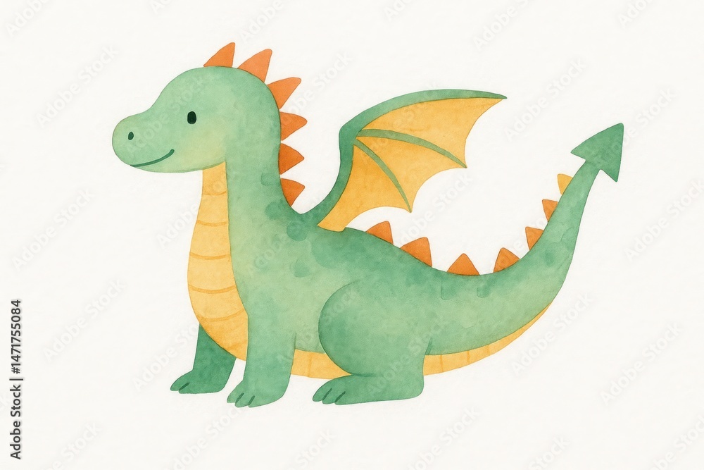 Naklejka premium Cute whimsical dragon illustration.