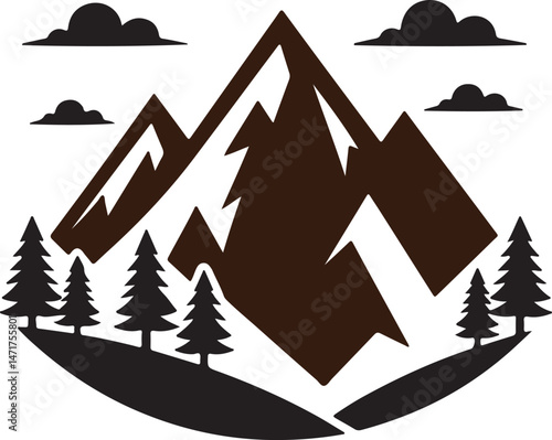 Dramatic Mountain Silhouette Vector Illustration for Design Projects