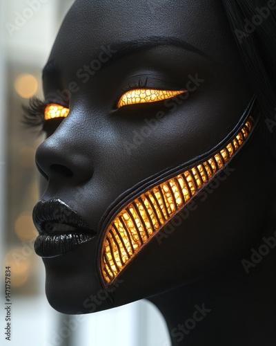 Futuristic woman with glowing face